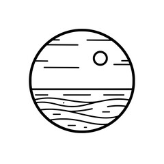 Coastal serenity illustration: A serene coastal scene, showcasing the minimalist beauty of nature with lines and simple forms. This illustration evokes peace.