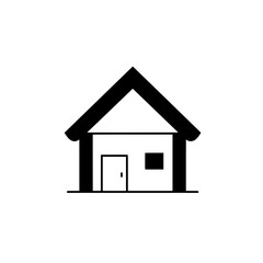 Simple Home Icon: A minimalistic black and white outline illustration of a house, symbolizing home, shelter, and property, ideal for design concepts.