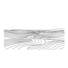 Winding Road: The illustration captures a scenic road gracefully winding through a serene landscape, representing a journey's path with minimalist lines and textures.