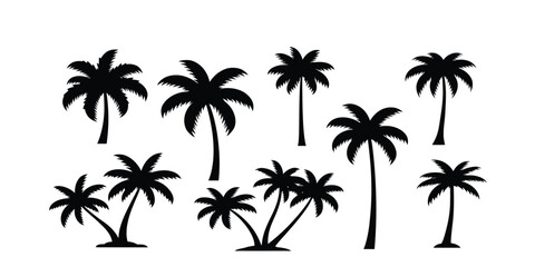 palm trees silhouettes, Tree Vector Art, Icons, and Graphics