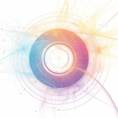 Abstract Art with Geometric Circle and Radiating Colorful Light
