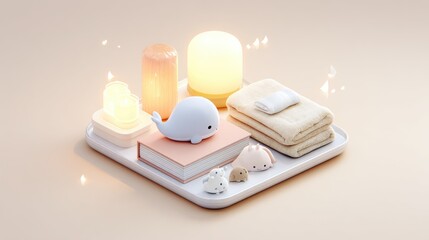 2D illustration of bedtime routine items