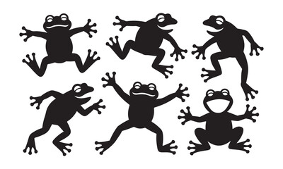 Fototapeta premium Collection of happy and playful frog silhouettes in various jumping poses