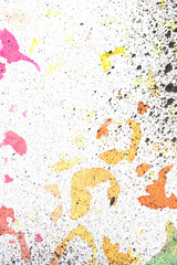 Fototapeta premium Vibrant Explosion of Multicolour Rainbow Watercolour Paint Splatters and Circles Spots on White Background