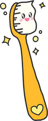 Yellow Toothbrush with Smiling Bristle Head Illustration