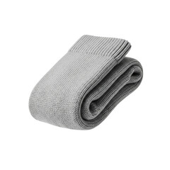 A neatly folded pair of gray knitted socks, close-up