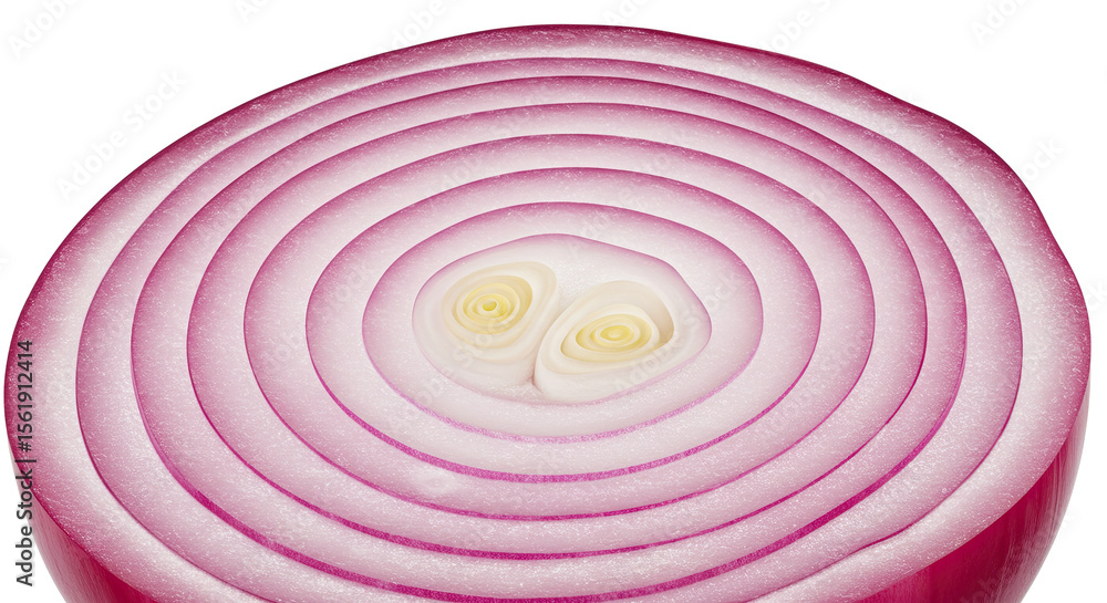 Poster Close up shot of a sliced red onion showing its concentric ring structure