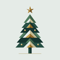 Minimal Geometric Christmas Tree Vector in Flat Style