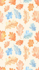 Watercolor oak leaves seamless pattern creating a vibrant autumnal design