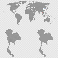 Obraz premium Thailand Map Set with World Location.