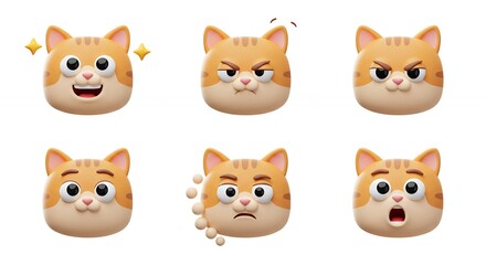 Cartoon cat faces set