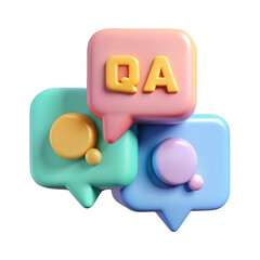 Colorful 3d speech bubbles qa isolated on transparent background