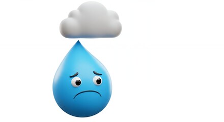 Sad water droplet under cloud
