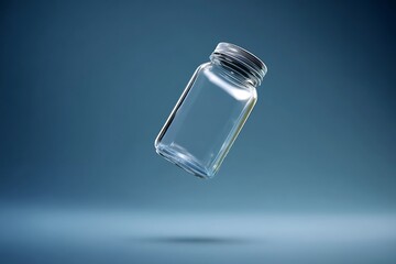 Empty glass jar, floating