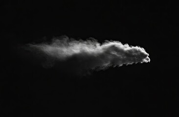 Abstract cloud shape, light gray, against black background