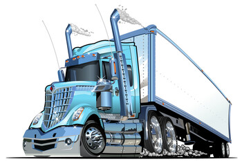 Cartoon cargo semi truck isolated (with transparency in PNG format) on white background 