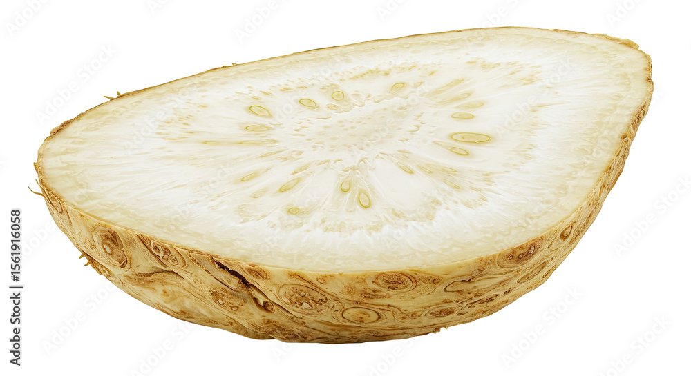 Aufkleber close-up of a sliced celery root showing its interior