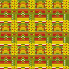 Kente cloth. African geometric seamless pattern.
