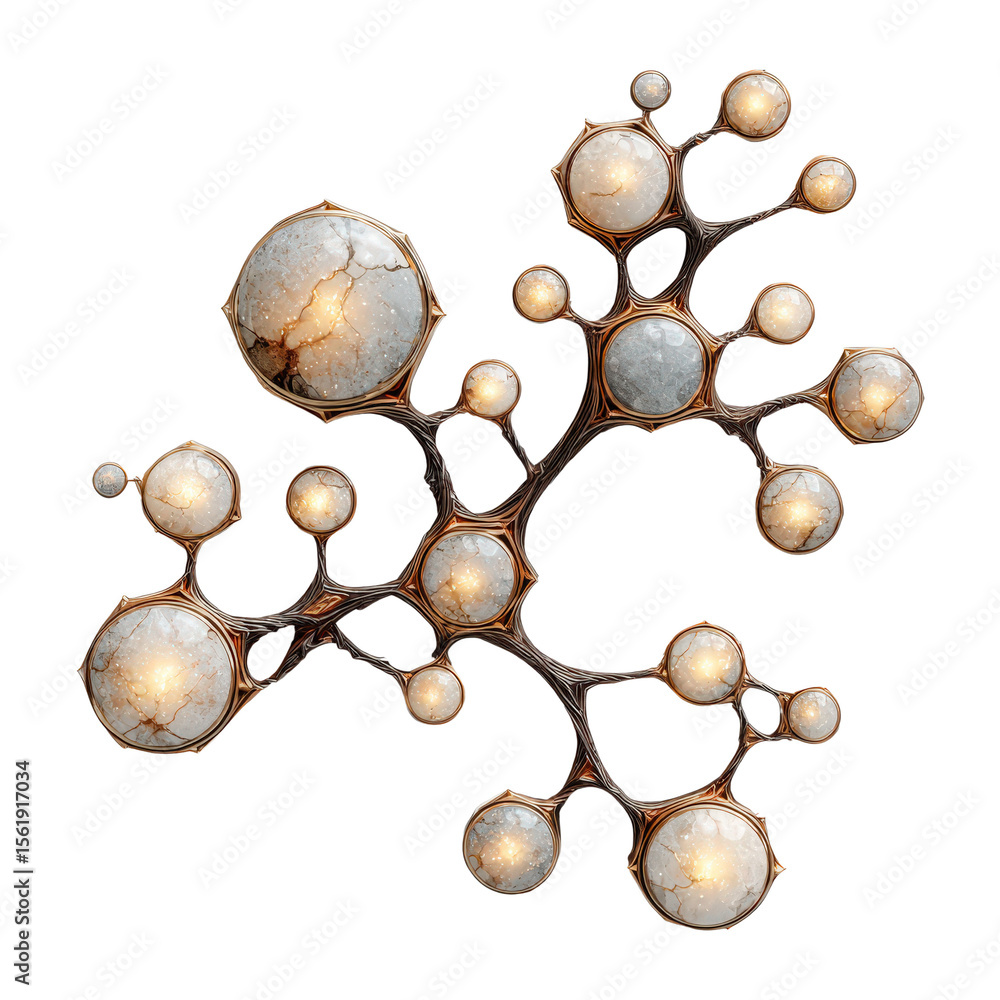 Poster abstract organic shapes with spheres and branching structures