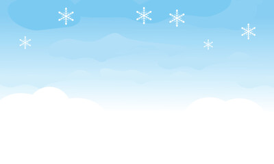 Blue sky with white clouds and snowflakes icon sign vector.