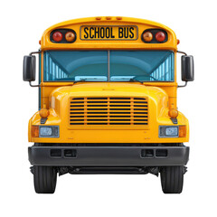 Fototapeta premium Bright Yellow School Bus Front View on a White Background