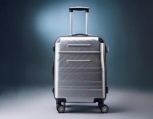 gray luggage bag, cabin baggage. traveling summer concept. Stylish vacation suitcase