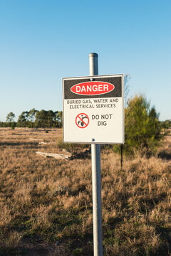 Warning sign near coal seam gas wells in rural Queensland