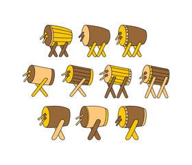 Collection of Hand Drawn Traditional Beduk Drums for Ramadan and Eid Celebrations
