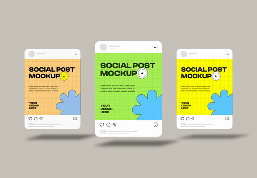 Colorful Social Media Post Mockups Collection