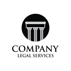 law services logo design vector with pillar element
