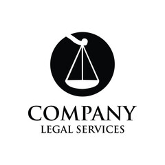 legal services logo design vector with circle scales element