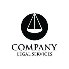 legal services logo design vector with circle scales element