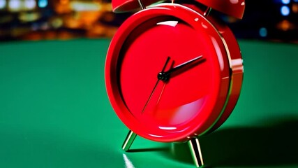 Red alarm clock night cityscape - Powered by Adobe