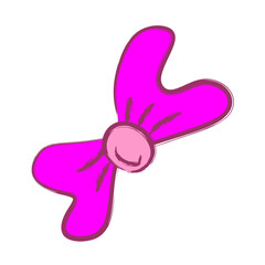 Rough Handdrawn Fuchsia Bow Tie Ribbon Festive Celebration Decoration Element