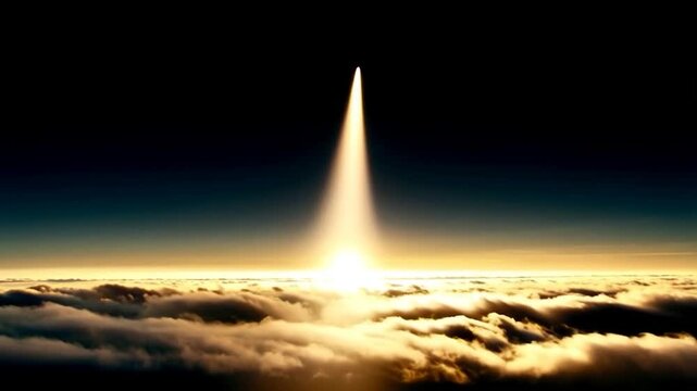 Rocket launch above clouds