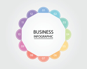 Business Infographic modern design template for banners and infographics for 12 half circle step