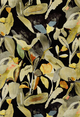 Beautiful Seamless Pattern with Flowers and Leaves