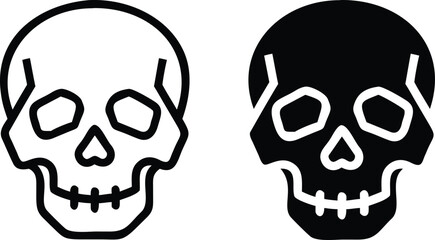 Skull Icon – Human Head Bone Symbol for Danger, Death, Halloween, and Anatomy Design