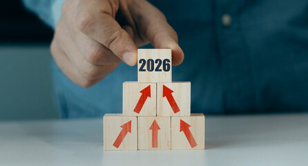 Business goals plan in new year 2026.Development to business success growth and achievement in 2026 year.New plans,goals and visions 2026.	
