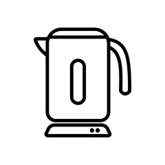 電気ケトルのシンプルな線画ベクターアイコン（白背景・家庭用キッチン家電）