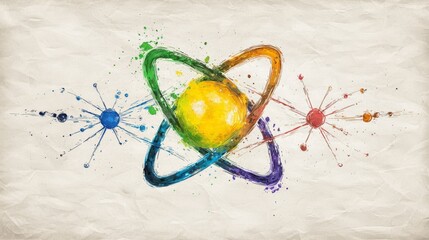 Vintage Scientific Illustration of Reimagined Atomic Structure