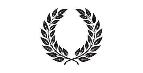 Classic laurel wreath emblem with detailed leaves silhouette © arif