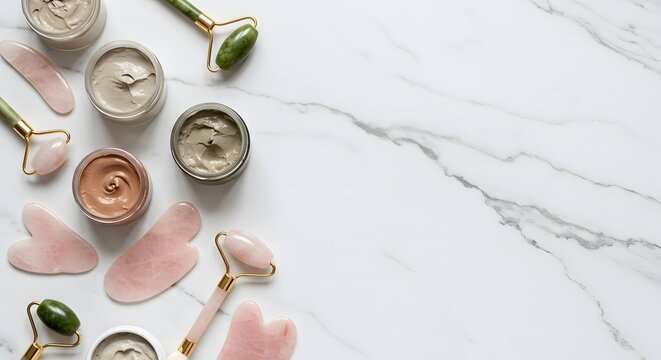 Natural Skincare Routine Face Masks, Jade Rollers, and Gua Sha Tools