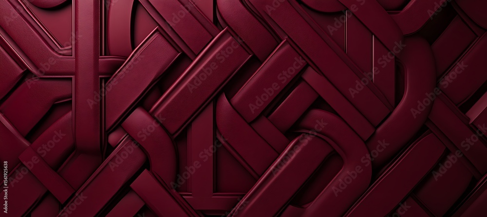 Poster rich burgundy abstract background featuring interlocking smooth lines and elegant symmetry in a mode