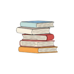 Stack of Books: Colorful Illustrated Book Collection,  Reading Material, Education Resources, Knowledge, Literature,  Academic Books,  Library Books,  Textbook Pile