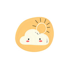 Cute Cartoon Sun and Cloud Illustration: Perfect for Weather Apps, Children's Books, and Sunny Day Designs