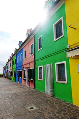 Colorful facades of Burano town, Venetian Lagoon, Italy