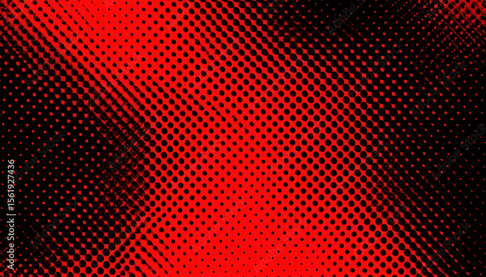 Wall mural bold red and black halftone dots create abstract background design