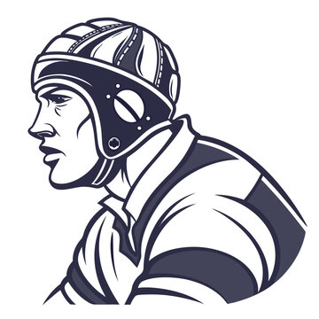Rugby player wearing protective headgear athlete sport