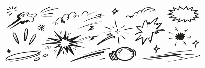 Hand-drawn Comic Book Explosion Effects & Motion Elements